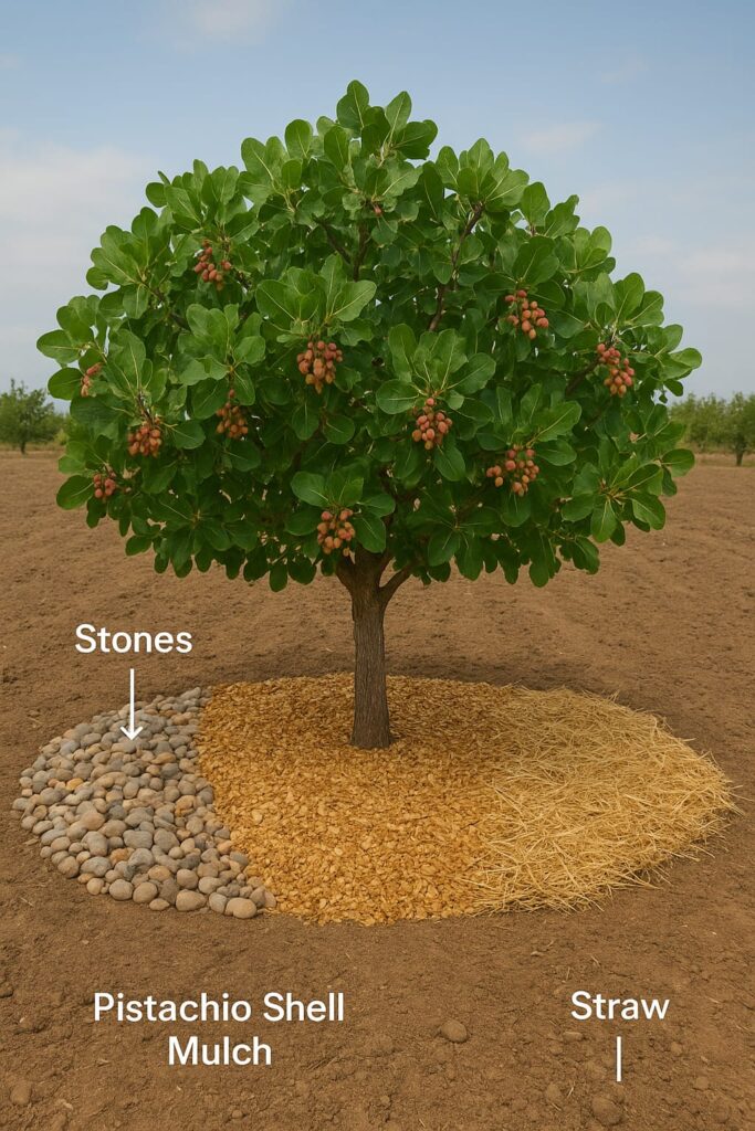 Antep fıstığı ve diğer meyve bahçelerinde malçlama amaçlı kullanılacak malzemeler